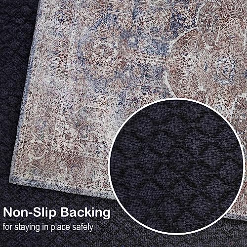 Adiva Rugs Machine Washable Area Rug With Non Slip Backing For Living Room, Bedroom, Bathroom, Kitchen, Printed Persian Vintage Home Decor, Floor Decoration Carpet Mat (Vizon, 2' X 3') #TOP3