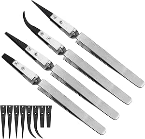 Set 3 Pinzette In Ceramica | Antistatiche, Resistente Al Calore | Per Elettronica Di Precisione | 13cm - Foto 6