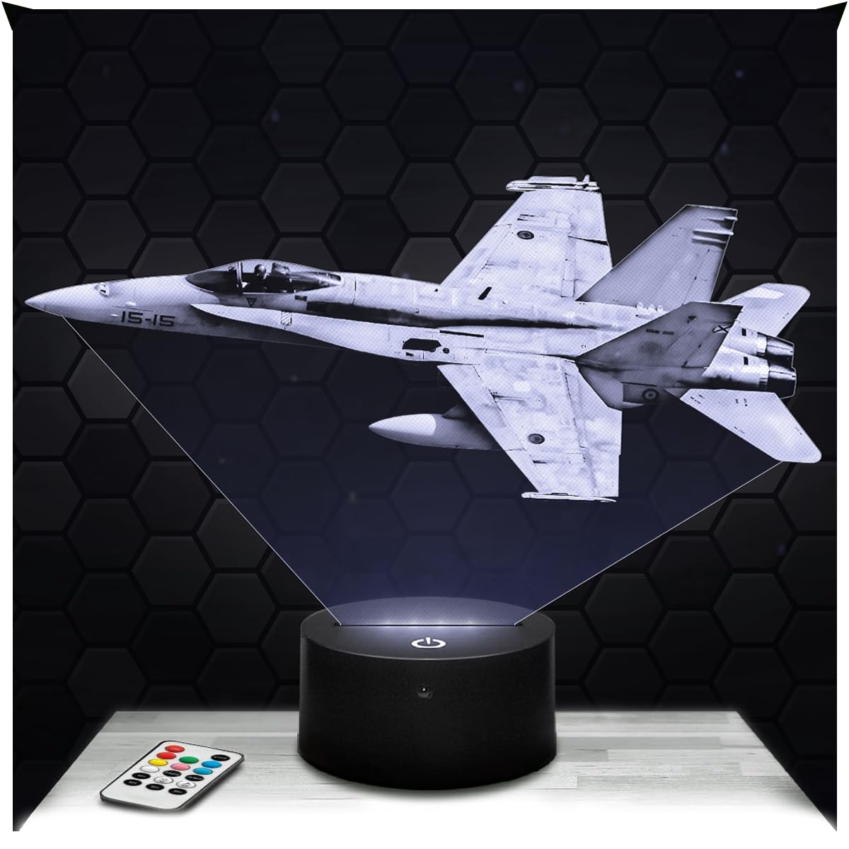 Lampephoto.fr - Fighter Jet 3D Lamp, Night Light 3D LED Illusion Lamp, Warplane Pilot Army, Gift Idea for Men, Night Light for Children's Bedroom, Gifts Idea for Boys, Original Christmas, Gift TOP