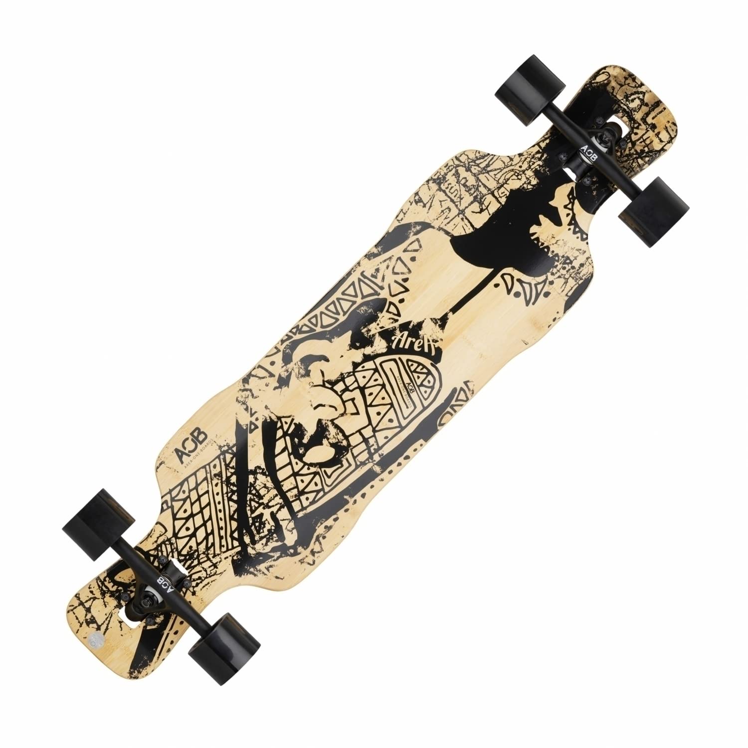 AOB Longboard Tribal Curves - Longboard pour tous les âges - Montage Drop Thru - Longboard