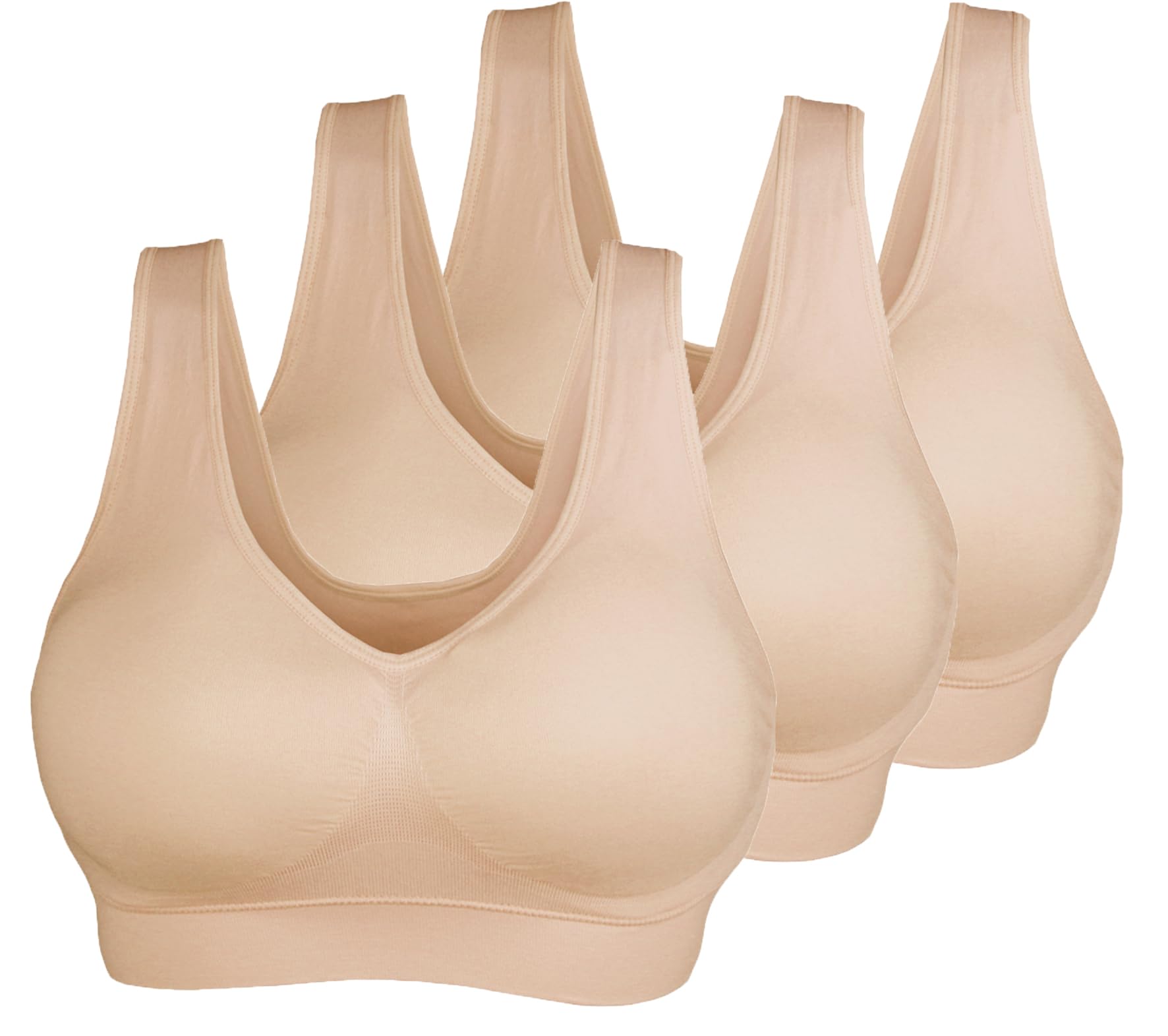 Cabales Women's Seamless Wire Free Bra for Women Removable Padded Comfort Sports Bra