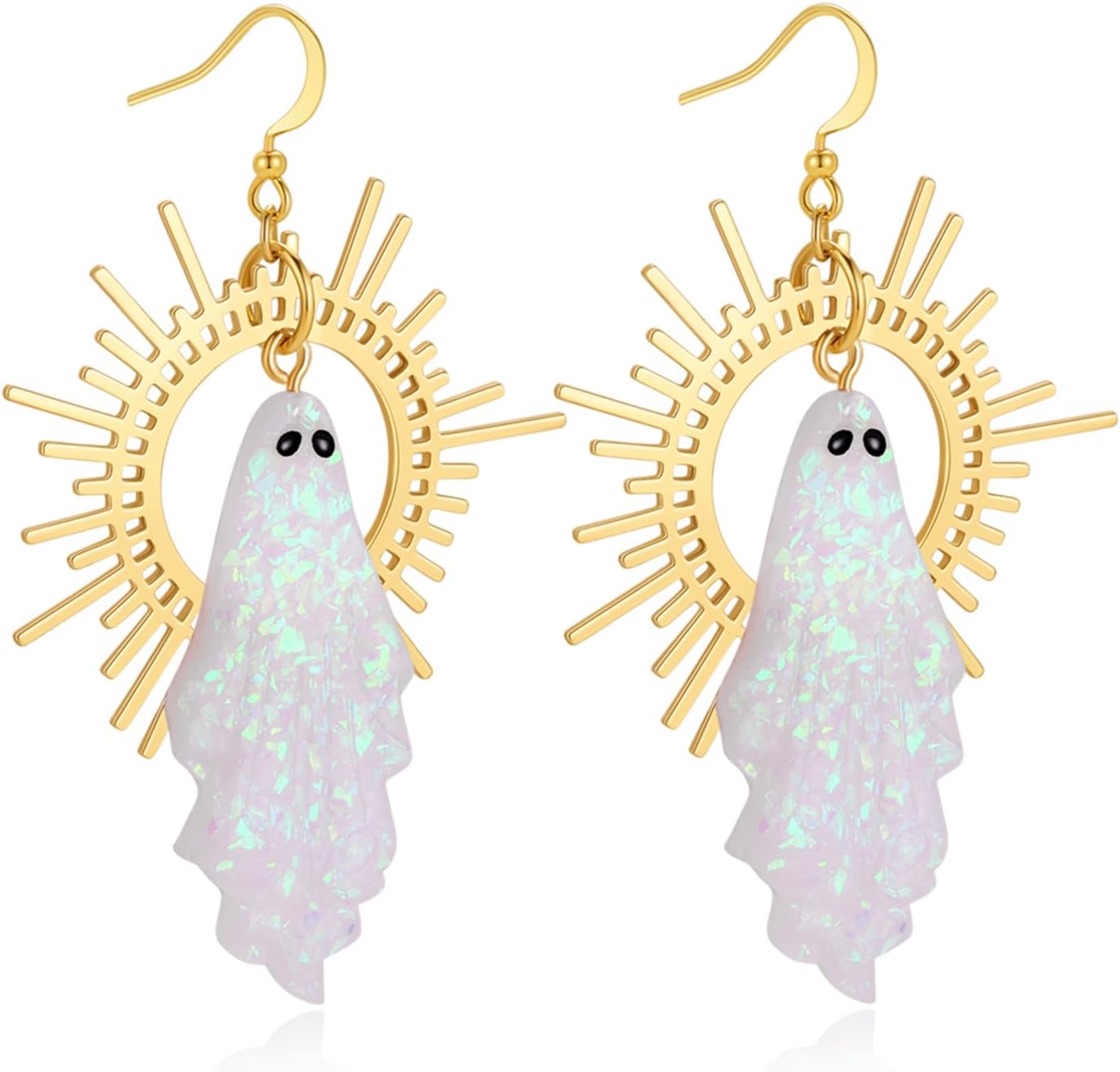 Halloween Ghost Earrings for Women – Gothic Sunburst Dangle Jewelry, Statement Halloween Costumes Accessories Gifts