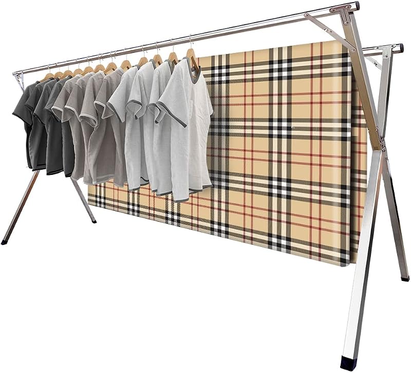 2026 Tendedero de Ropa de Acero Inoxidable de Primera Calidad, Tendedero de Ropa Plegable y Ajustable para Interior y Exterior (79" D x 28.4" W x 50.4" H)