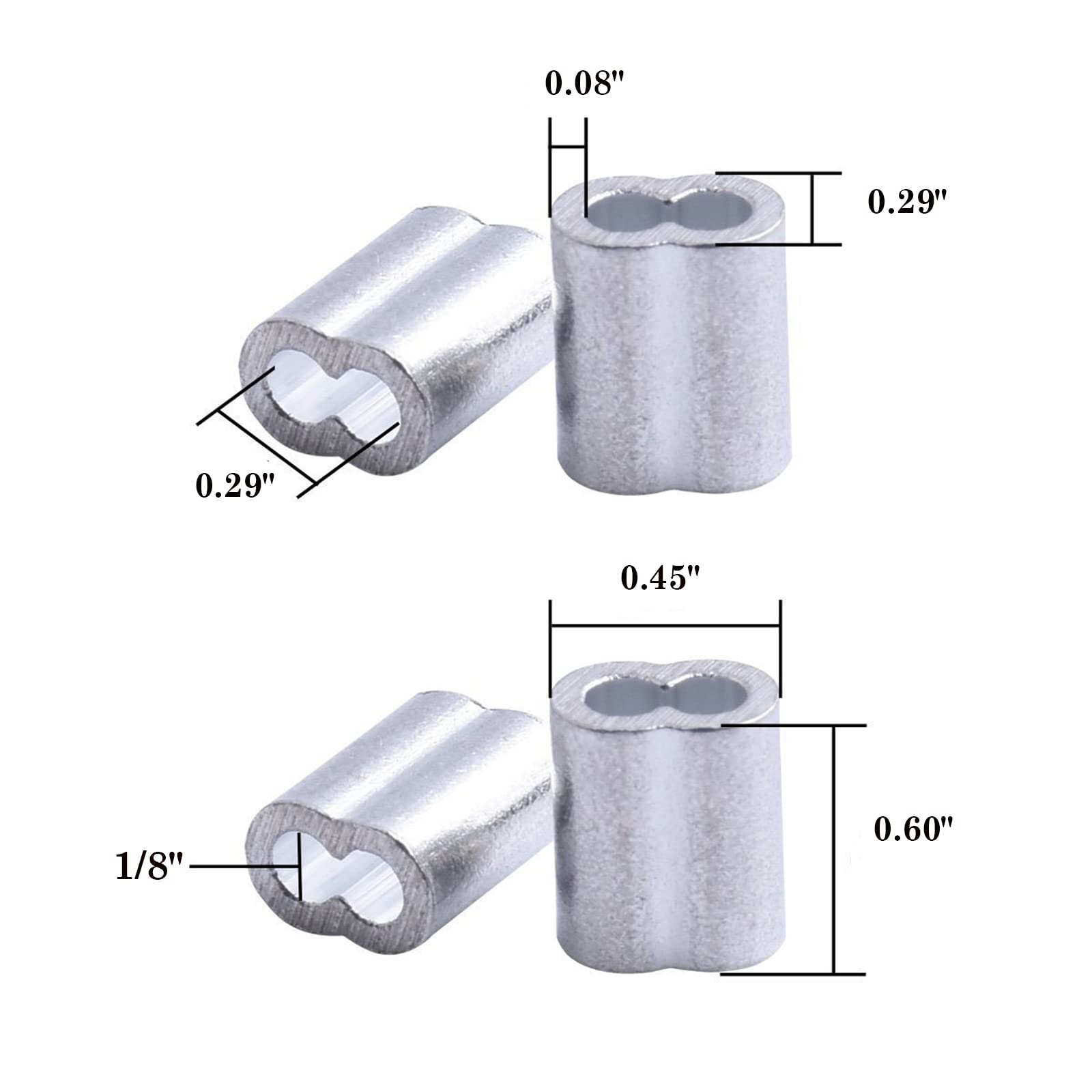 25 Stück Aluminium-Crimpschlaufen (5,0 Mm) Für Drahtseile – Für Hundeleinen, Wäscheleinen, Fotoaufhängung & Mehr – Korrosionsbeständig & Langlebig