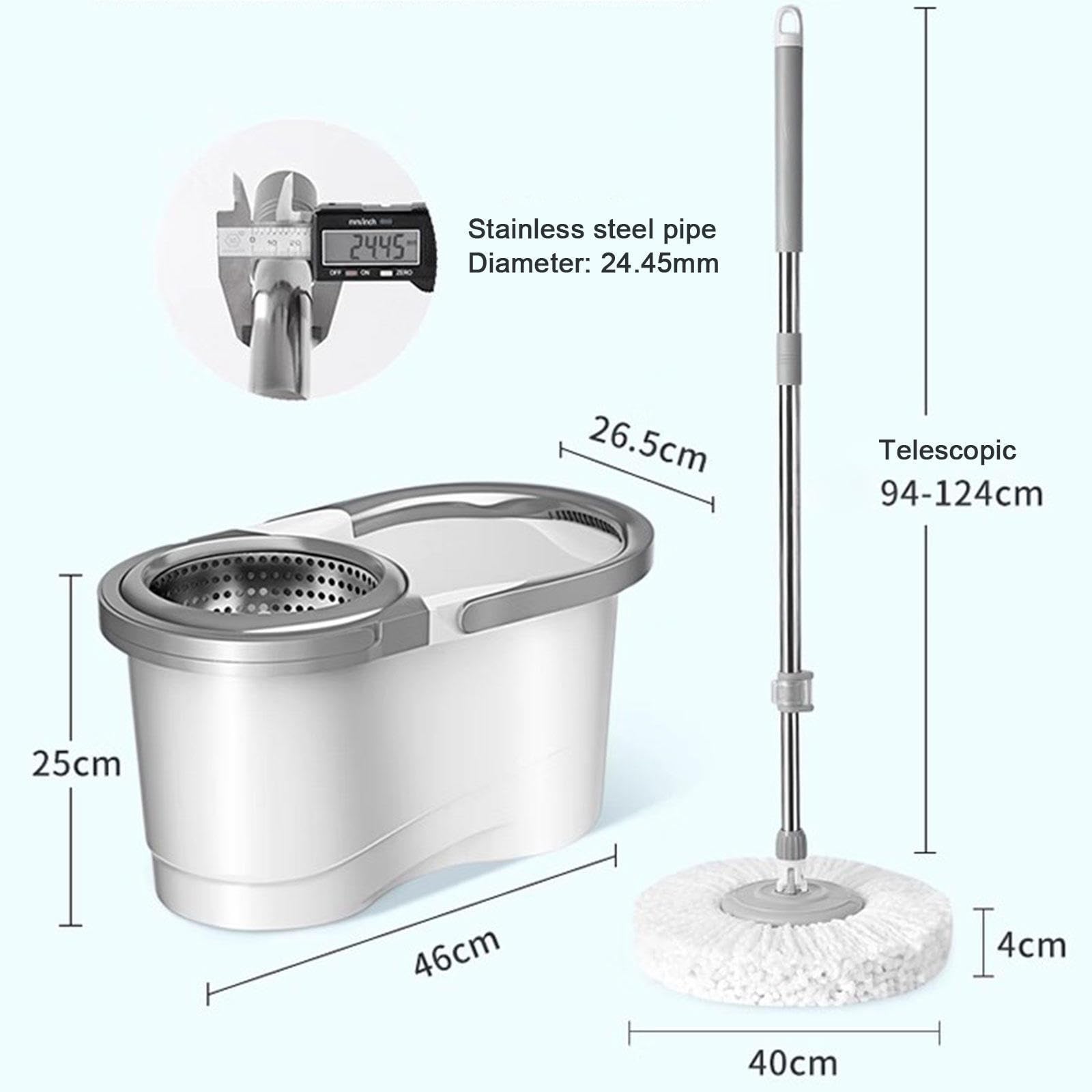 AMNOOL Sistema de Limpieza de Piso Spin Mop & Bucket con Escurridor, Sistema de Cubo de Fregona Giratoria para Limpieza de Suelos de Baldosas Laminadas de Madera Dura