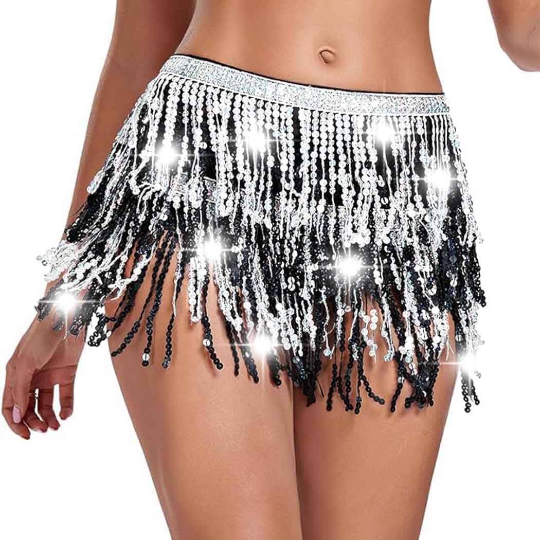 Sparkle Skirt Silver Skirt With Fringe Pink Sequin Skirt