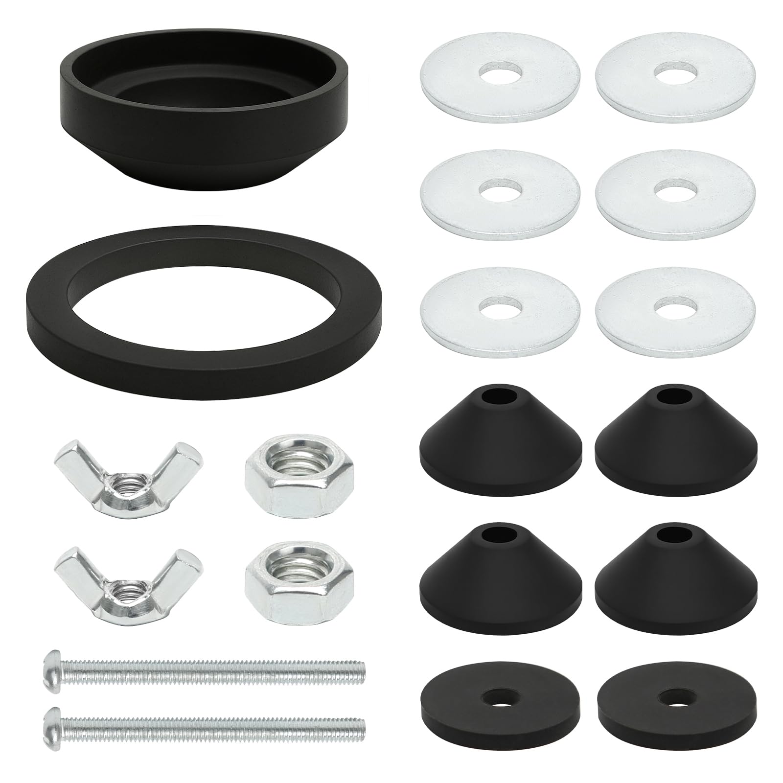 Universal Toilet Cistern Seal Kit, Stainless Steel 100mm M6 Bolts with Rubber Washer Gasket Sealing Rings 3 Inch, Toilet Tank to Bowl Repair Replacement Set