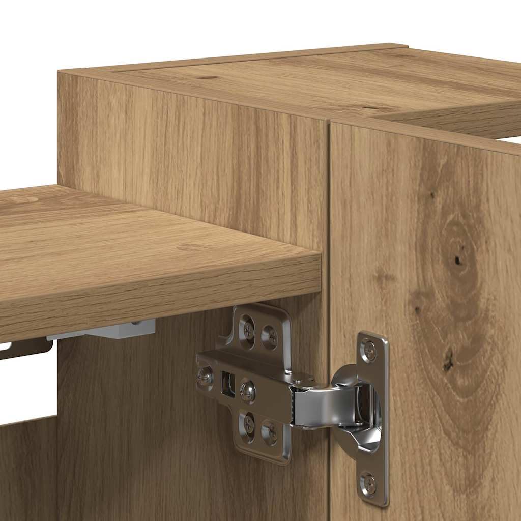 vidaXL Mobile da Bagno Specchio Rovere Artigianale Legno Multistrato