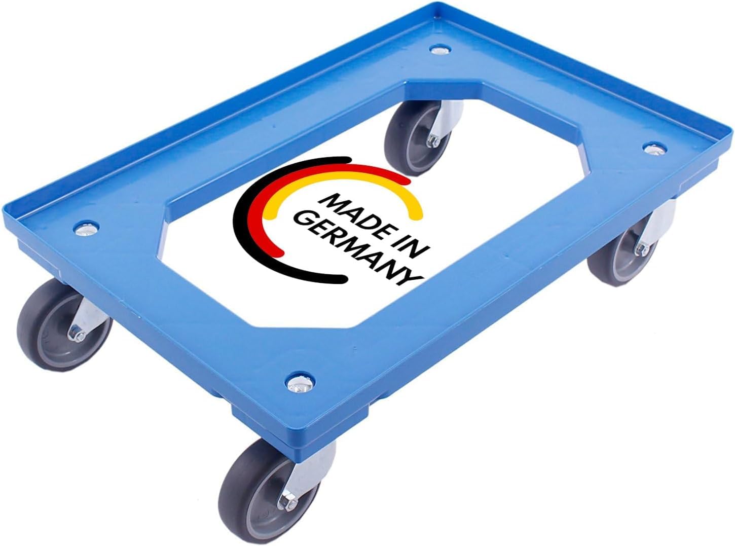 Wózek transportowy 60 x 40 cm, wózek do skrzynek składanych, skrzynek, euroboksów, Made in Germany, TÜV, 4 kółka skrętne, maks. 300 kg, niebieski
