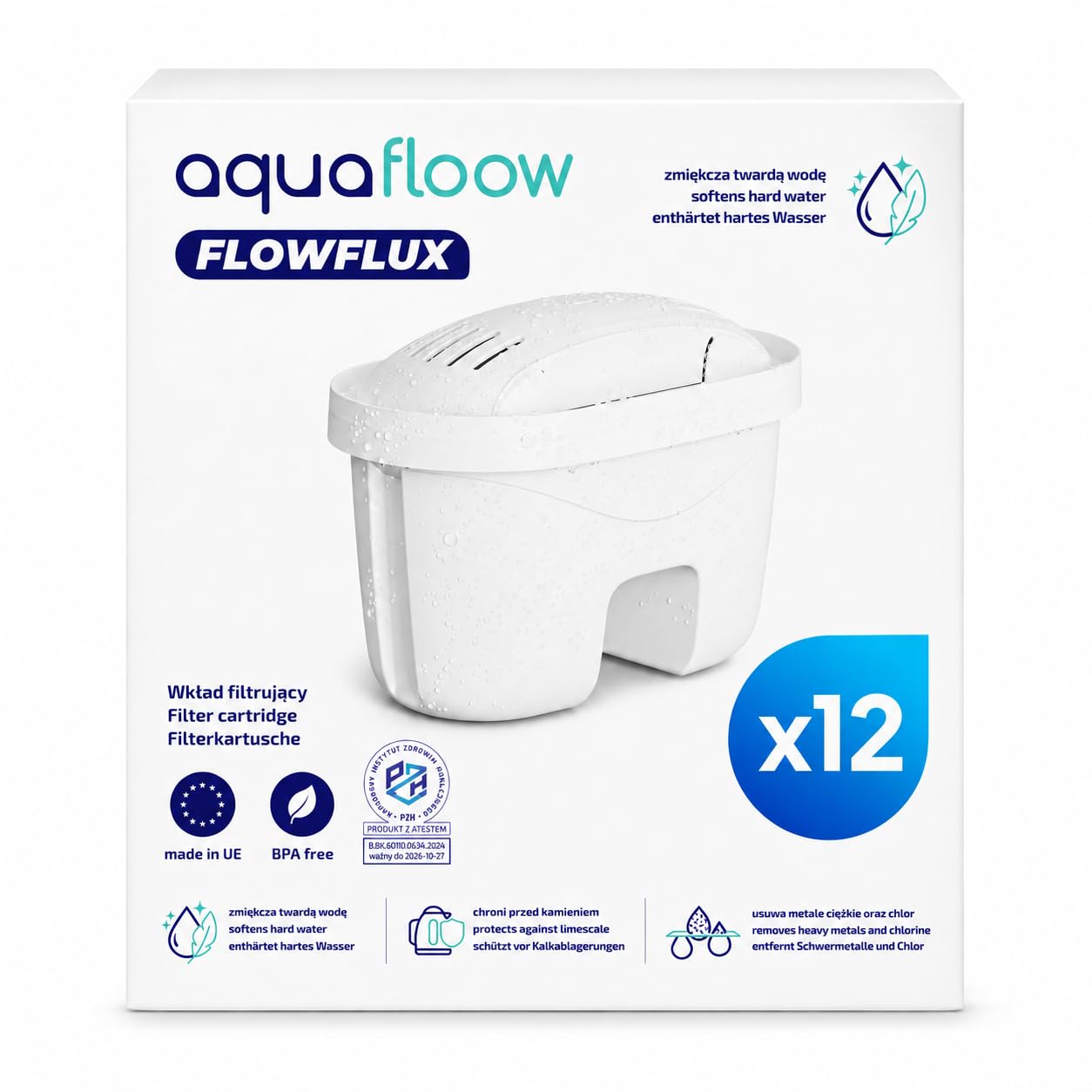 Aquafloow Wkłady Filtrujące 12 sztuk do Laica Bi-Flux Brita Maxtra