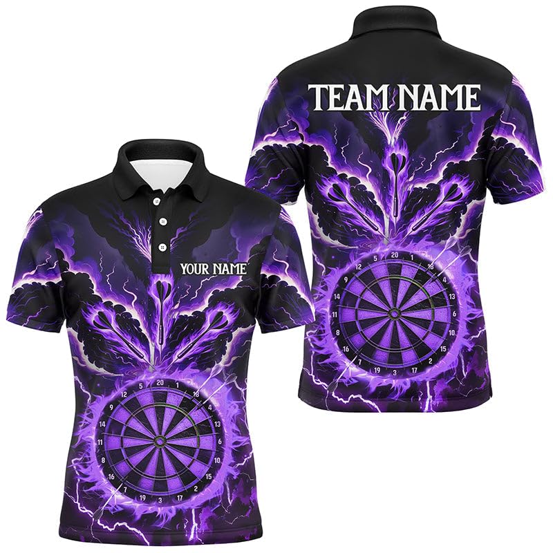 Personalised Purple Lightning Smoke Fire Darts Shirts for Men & Women | Team Jerseys for Darts League Performance Unisex Quick-Drying Shirt T2801