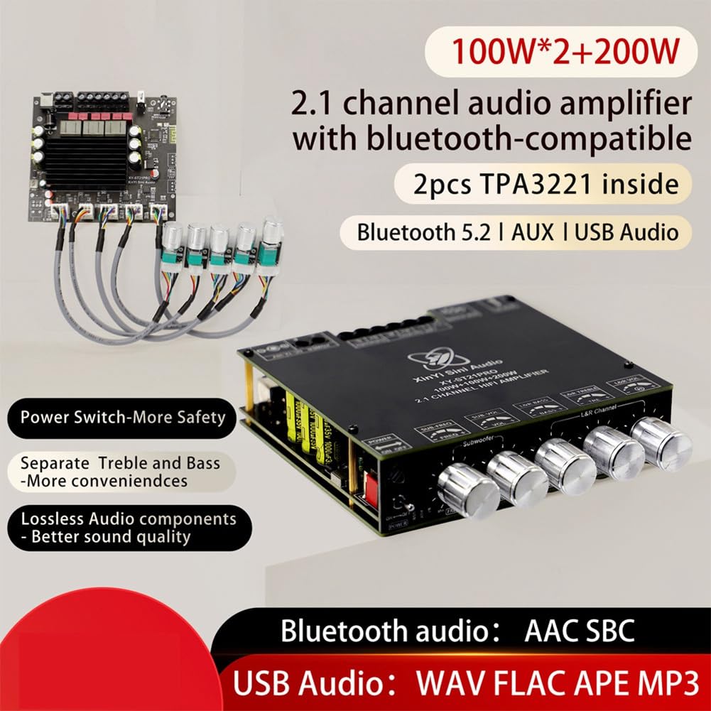 Carte Amplificateur de Puissance Audio Numérique Bluetooth ST21PRO 2.1 Canaux 100 W X 2 + 200 W Caisson de Basses TPA3221 Dépasse 3116 A