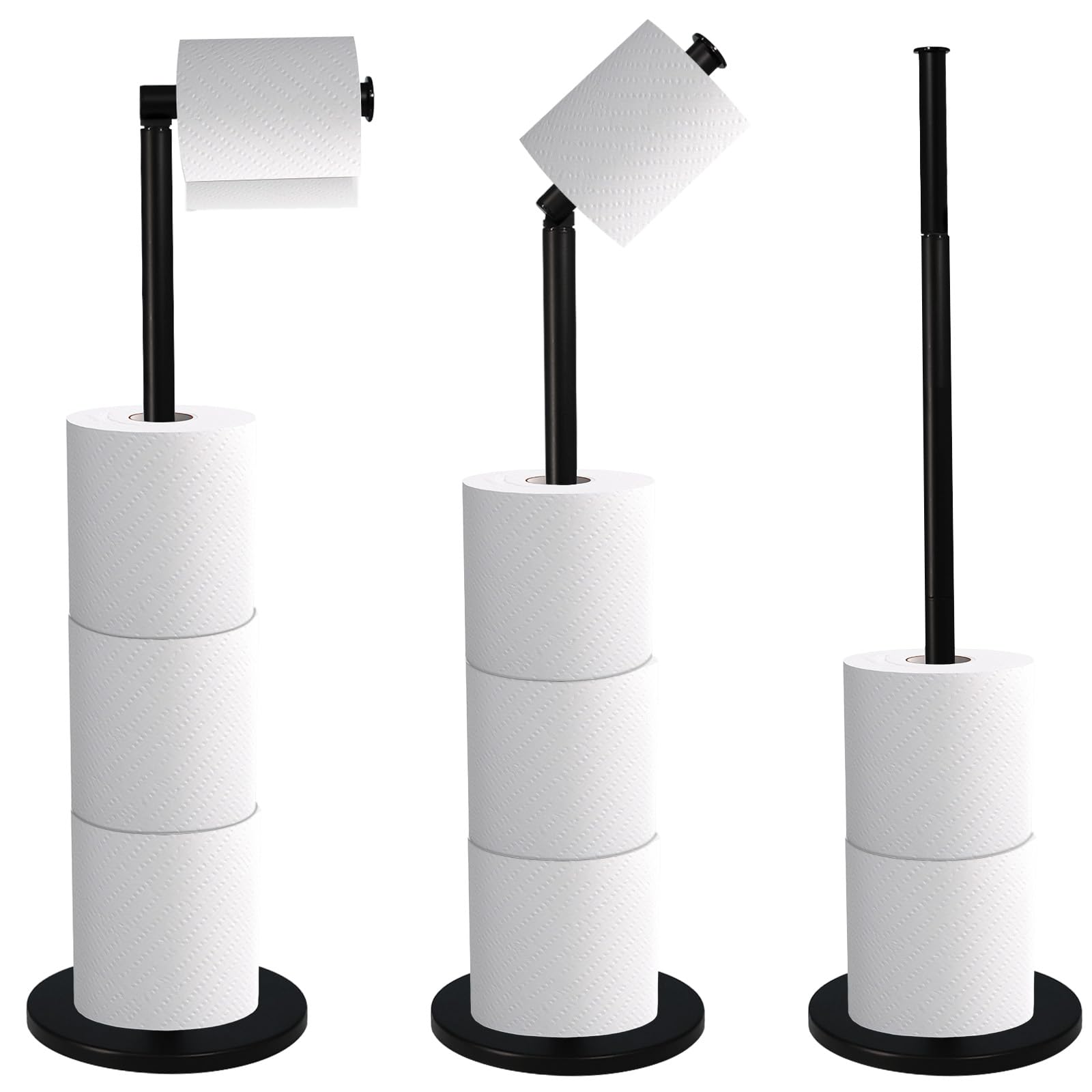 Crystals Black Toilet Roll Holder With Folding Arm & Weighted Base (Sliver Or Matt ) (Matt )