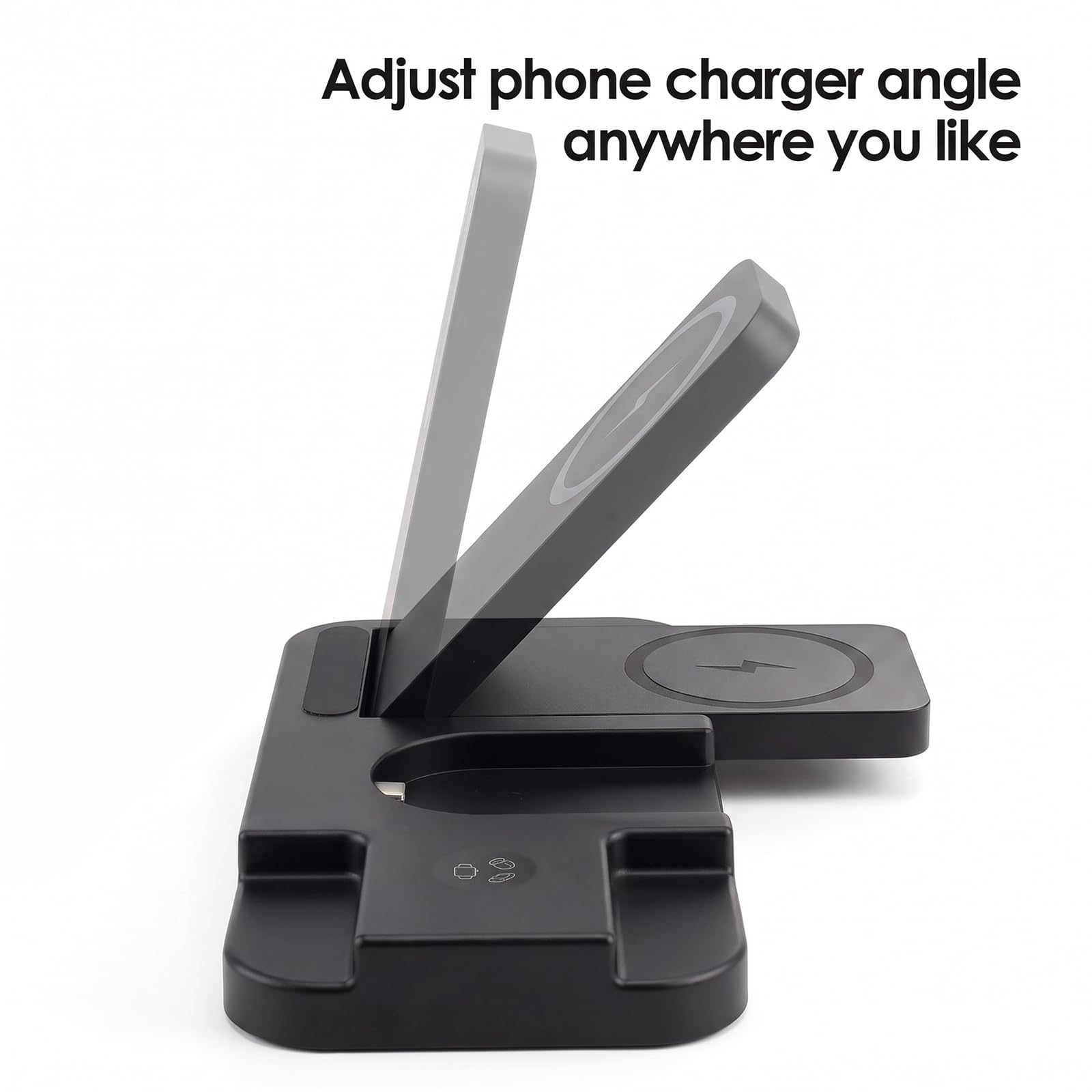 Estación de carga 4 en 1 para cargador Oura Ring Gen 3 (cargador de anillo Oura no incluido), cargador rápido de 15 W para iPhone, Apple Watch, AirPods, cargador magnético inalámbrico para