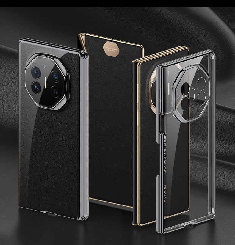 MUDASANQI Compatible with Huawei Mate XT Magnetic Hinge Case, Full Protection Shockproof Flexible TPU Crystal Clear Soft Skin Silicone Protective Case Transparent Cover (Black)