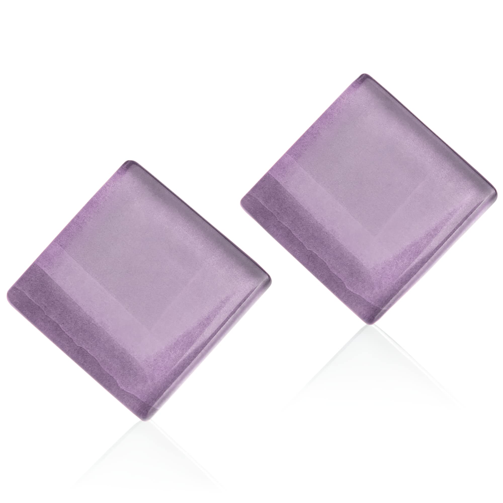 ALEXASCHA® Quadratische Statement Ohrringe â€¢ Extra groÃŸe Ohrstecker mit eckigen Glassteinen â€¢ Geometrischer Glasschmuck avantgard â€¢ 20mm x 20mm x 3mm (Lavendel)