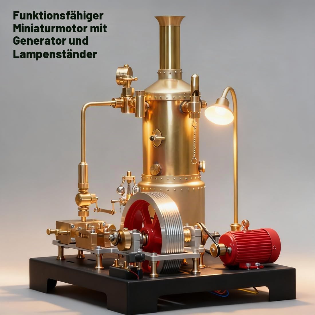 Retrol SE-03 Funktionierende Dampfmaschine, 38-teiliger DIY-Dampfmaschinen Modellbausatz mit Kessel, Generator & Lampe, Physik-Experimentierkasten und Sammlermodell für Erwachsene