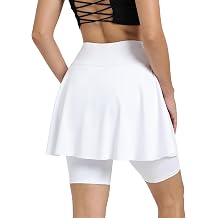 Women Athletic Skorts Skirts with LeggingShorts Longer Than Skirs,Women Split Swim Skorts Skirts Pockets