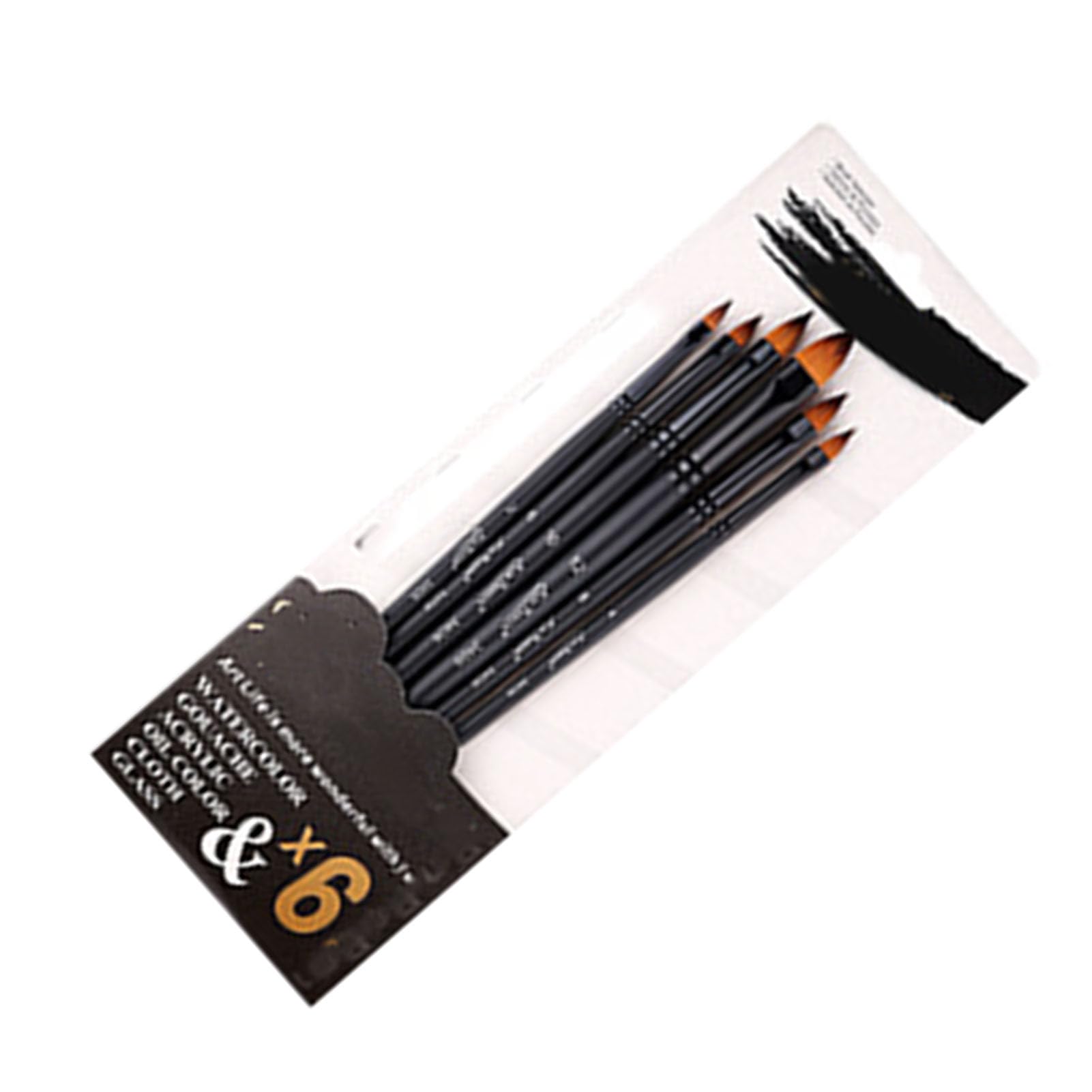 Muiltvoe 6Pcs Acrylic Paint Brush Set Art Brushes Watercolor Brushes with Soft Nylon Bristles Sturdy Wood Handle for Artists Students Teens (Mix Head)