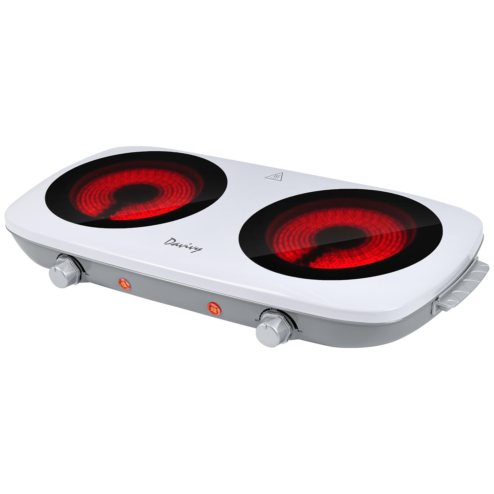 Davivy Double Burner Hot Plate Electric, 1800W Portable Electric Cooktop Burner with 7.9 Inch Crystallite Ceramic Glass, Dual Hot Plate for Cooking, 2 Burner Hot Plate for Camping Dorm RV, Lightweight
