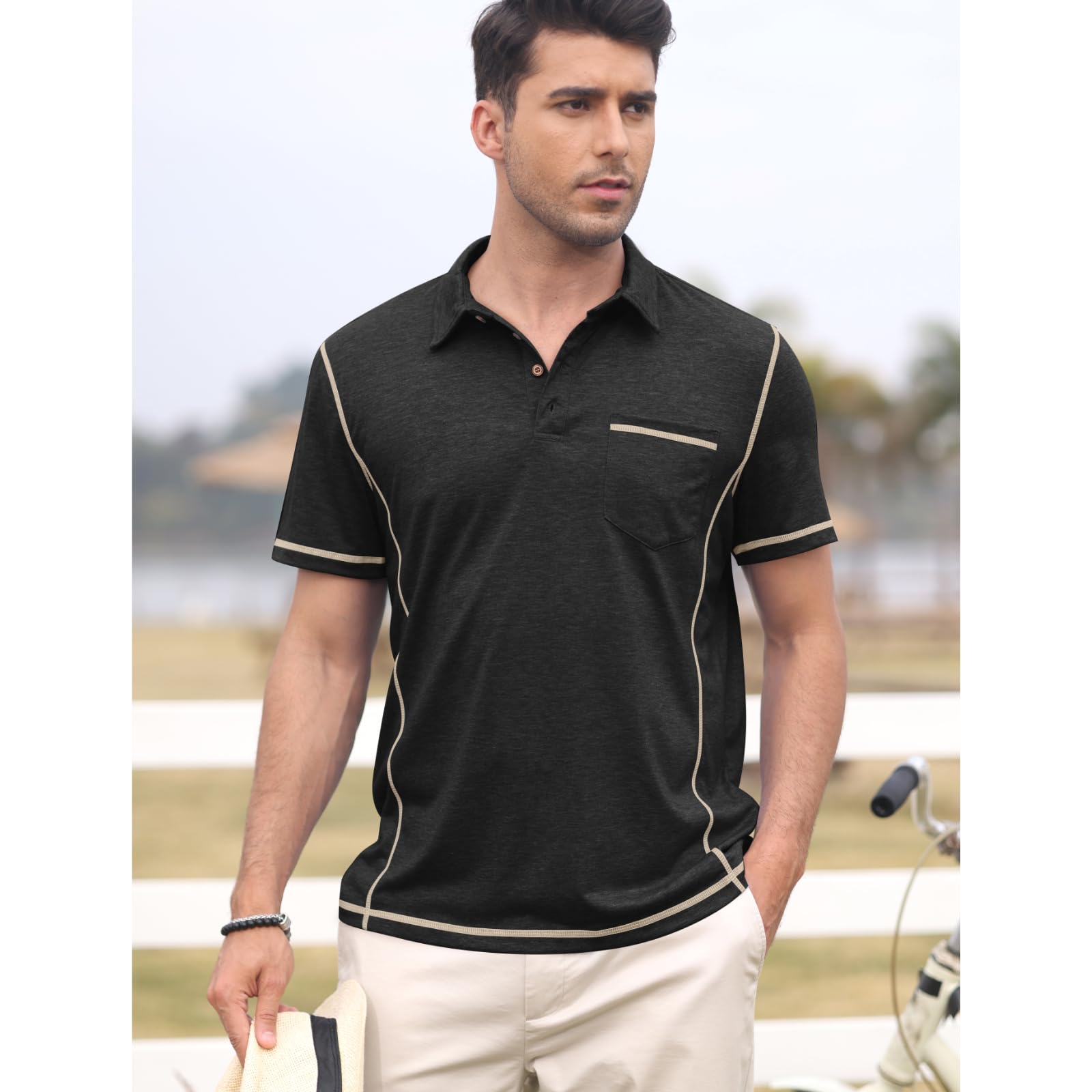 Koszulka polo męska z krótkim rękawem, koszulka polo dla mężczyzn, sportowa, na lato, krój slim fit, Classics M-3XL