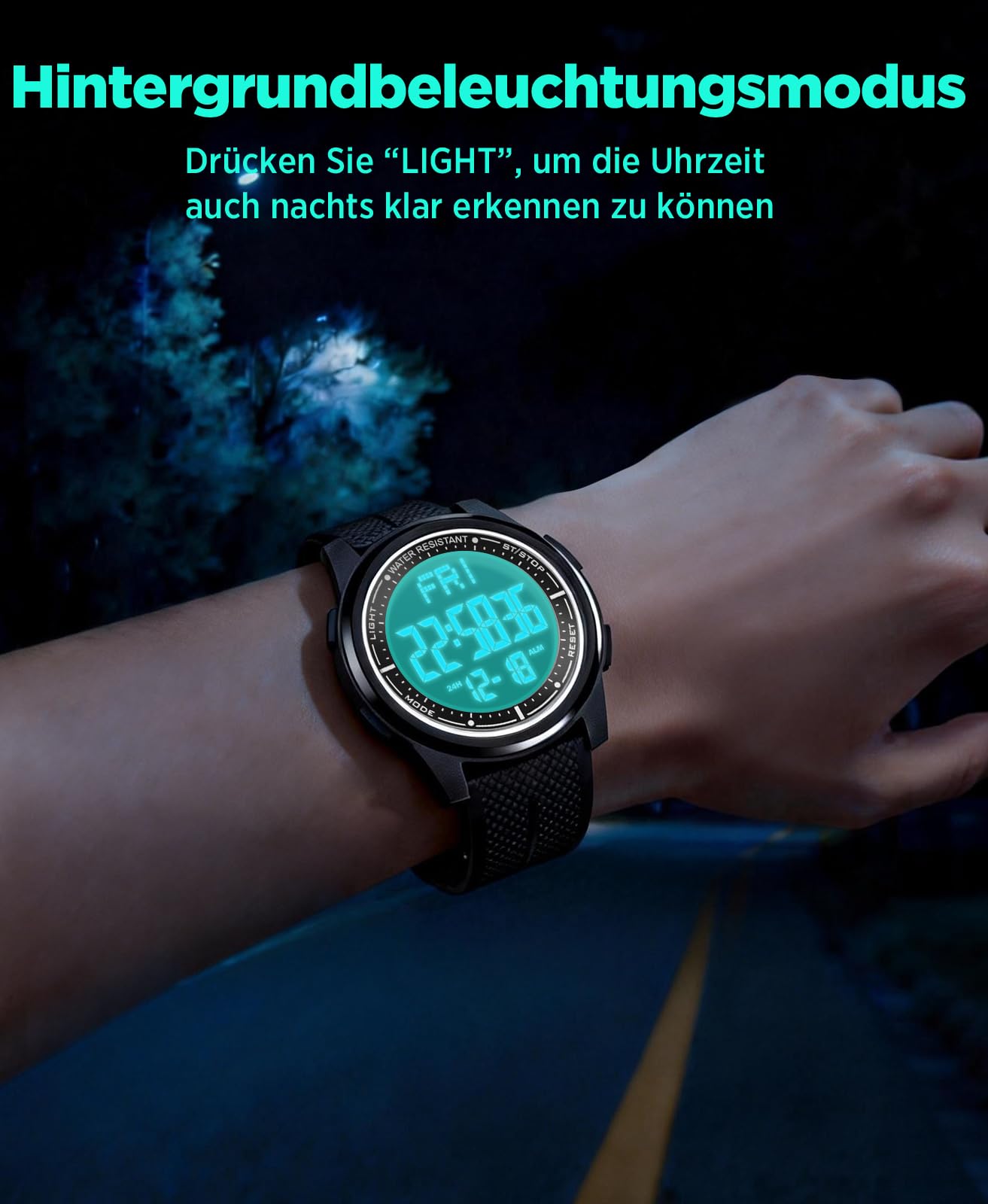 WIFORT Digital Herren Damen Uhren 5 ATM Wasserdicht Sport Armbanduhr mit Wecker Stoppuhr Countdown Duale Zeitzone, Ultradünn Weitwinkel Anzeige Digitaluhr für Jungen Mädchen