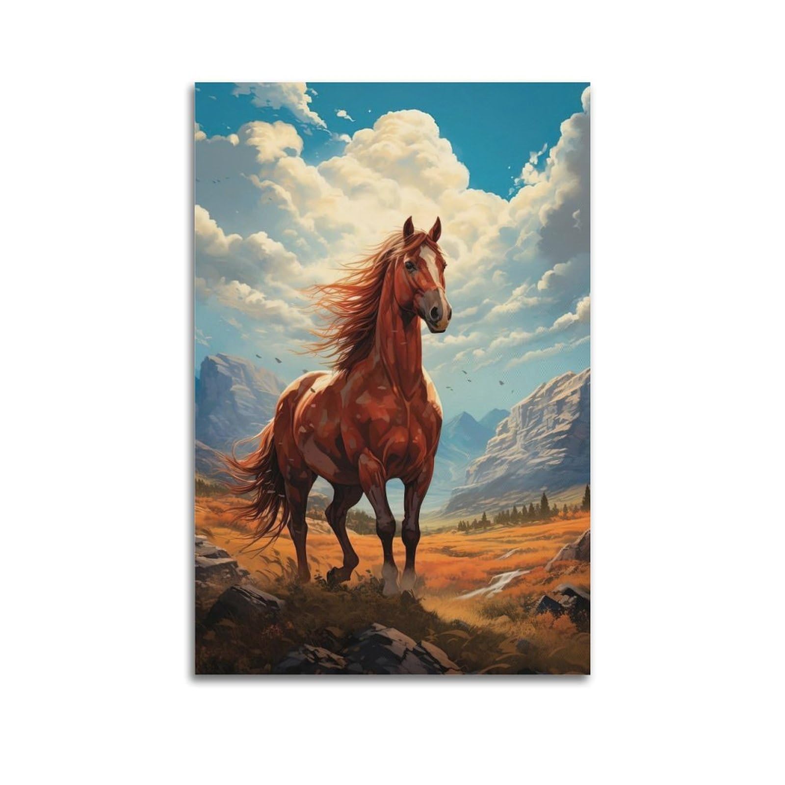 CXHJCA Animal Poster Horses on The Prairie Poster Decorative Painting Canvas Wall Posters And Art Picture Print Modern Family Bedroom Decor Posters 20x30inch(50x75cm)