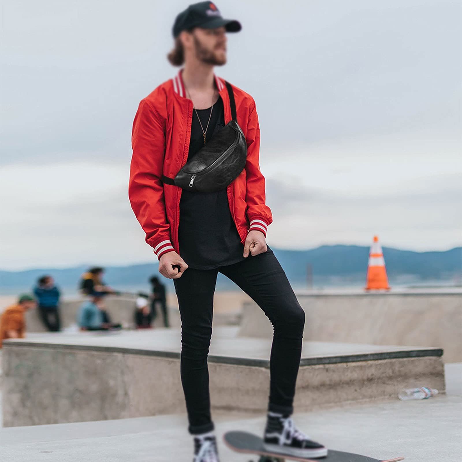 Bum Bag saszetki na talię, modna torba na talię Casual Hip Leather Pack Mężczyźni Kobiety Wodoodporna torba na klatkę piersiową Etui na telefon do sportów na świeżym powietrzu