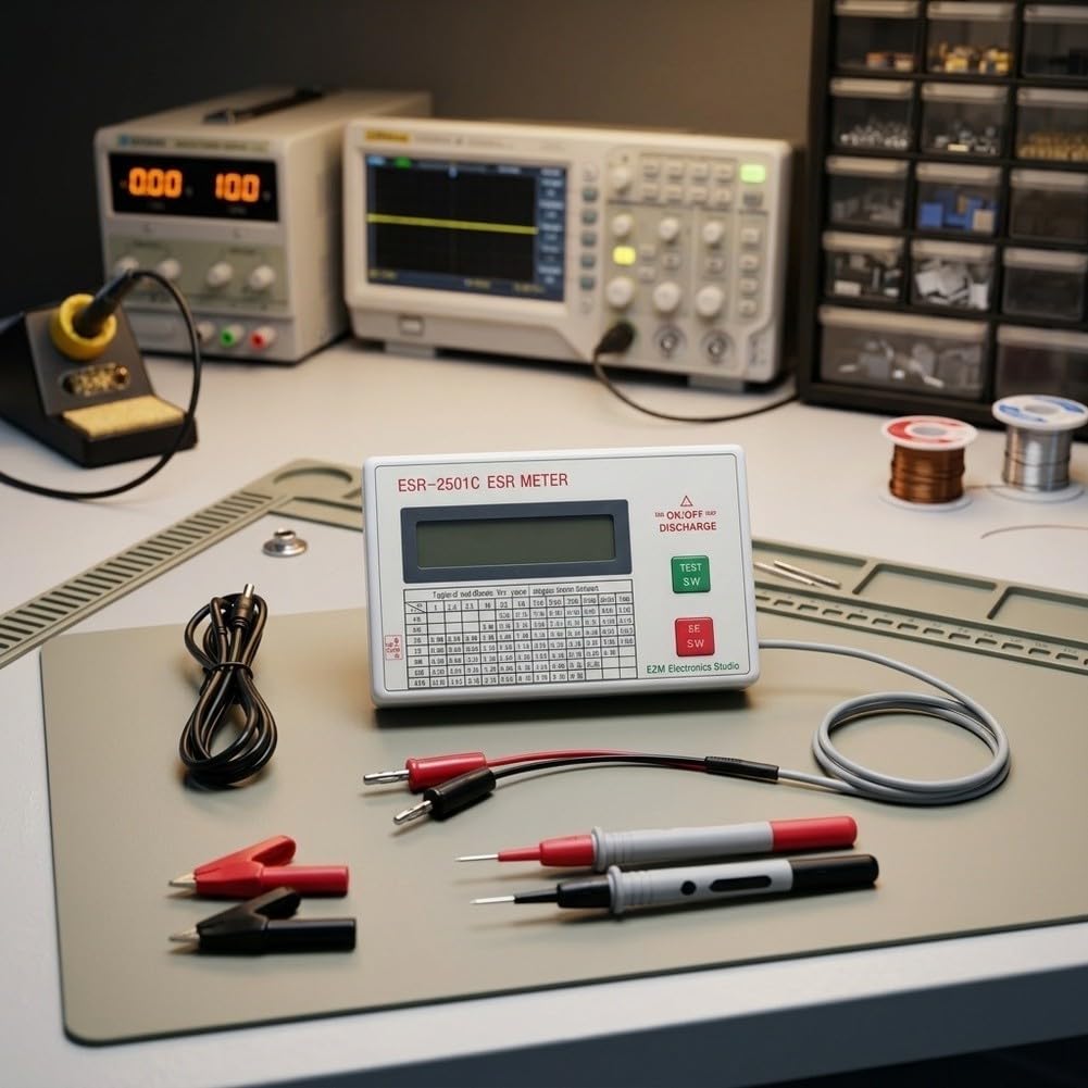 ESR2501C Kondensator Tester LCR-Messgerät mit TFT Display für ESR DCR Messung Elektronik Bauteile Prüfung 125x80mm