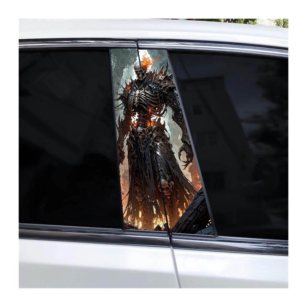 Bertdcx Type A Skull Knight Car B Pillar Sticker Diy Car Window Pillar Vinyl Waterproof Auto Parts(Type A)