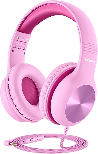 Miniatura 72 de Auriculares para niños con cable, auriculares sobre la oreja para niños con micrófono, límite de volumen de 85/94 dB, auriculares para niños y niñas