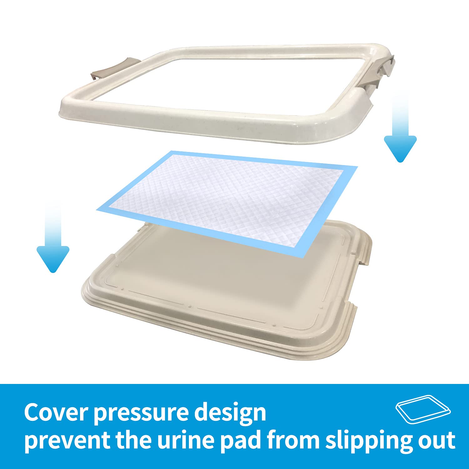 PAWISE Tapis de propreté d'intérieur pour chien, support portable pour animal domestique, bac à litière pour chats, chiots avec plateau, 49 x 36 cm