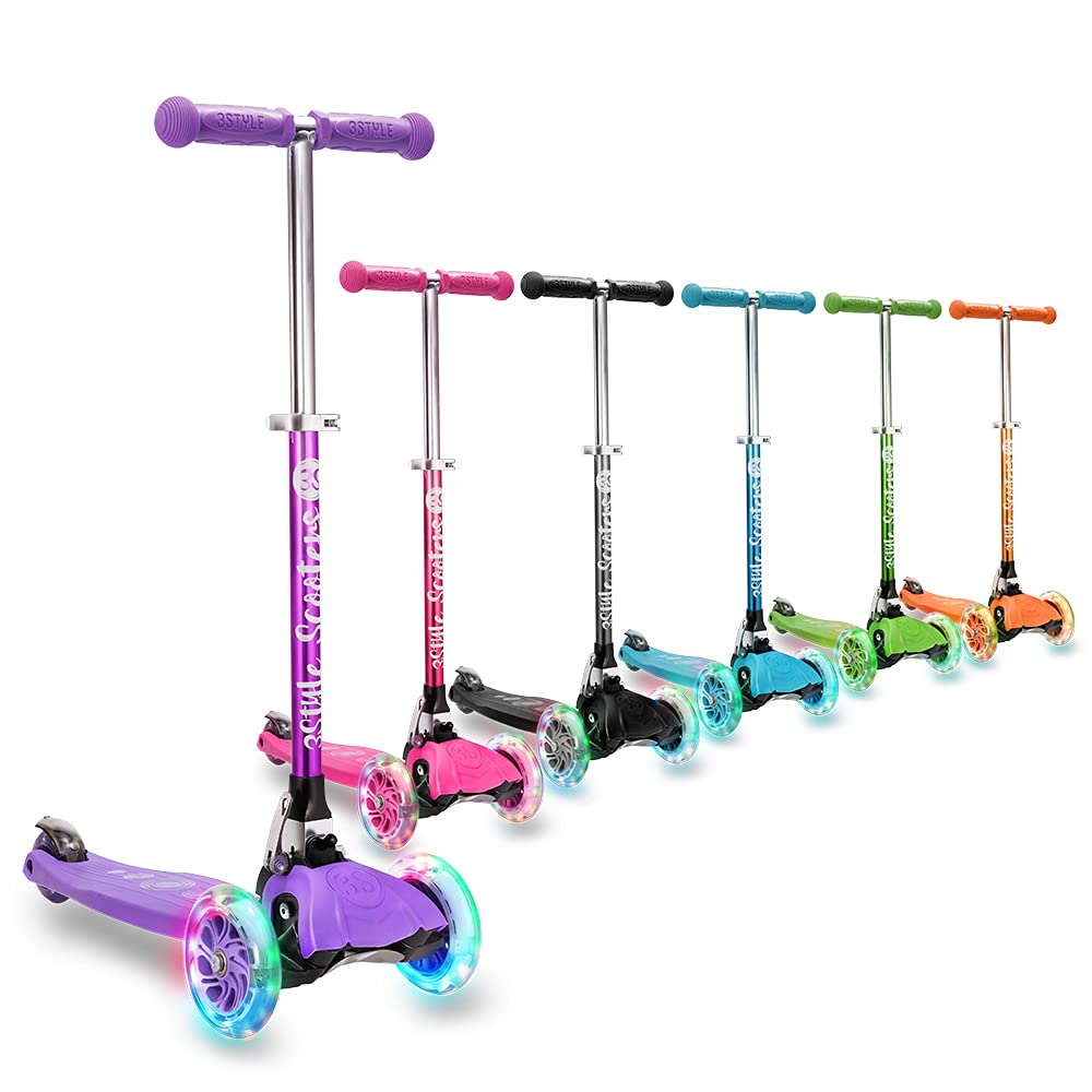 3Style Scooters | RGS-1 Kids Scooter | LED Light Up Wheels | Adjustable & Foldable Design | 3-12 Years | Boys, Girls & Toddlers
