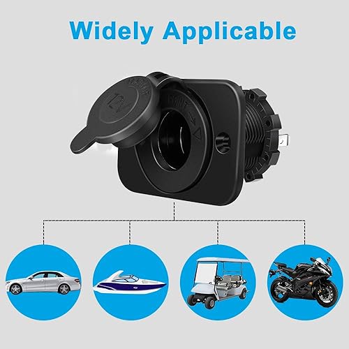 Miniatura 8 de Paquete de 2 enchufes para encendedor de cigarrillos, toma de corriente de 12 V para automóvil, motocicleta, ATV, RV, con fusible de alambre, kit de