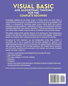Visual Basic and Algorithmic Thinking for the Complete Beginner (3rd Edition): Learn to Think Like a Programmer
