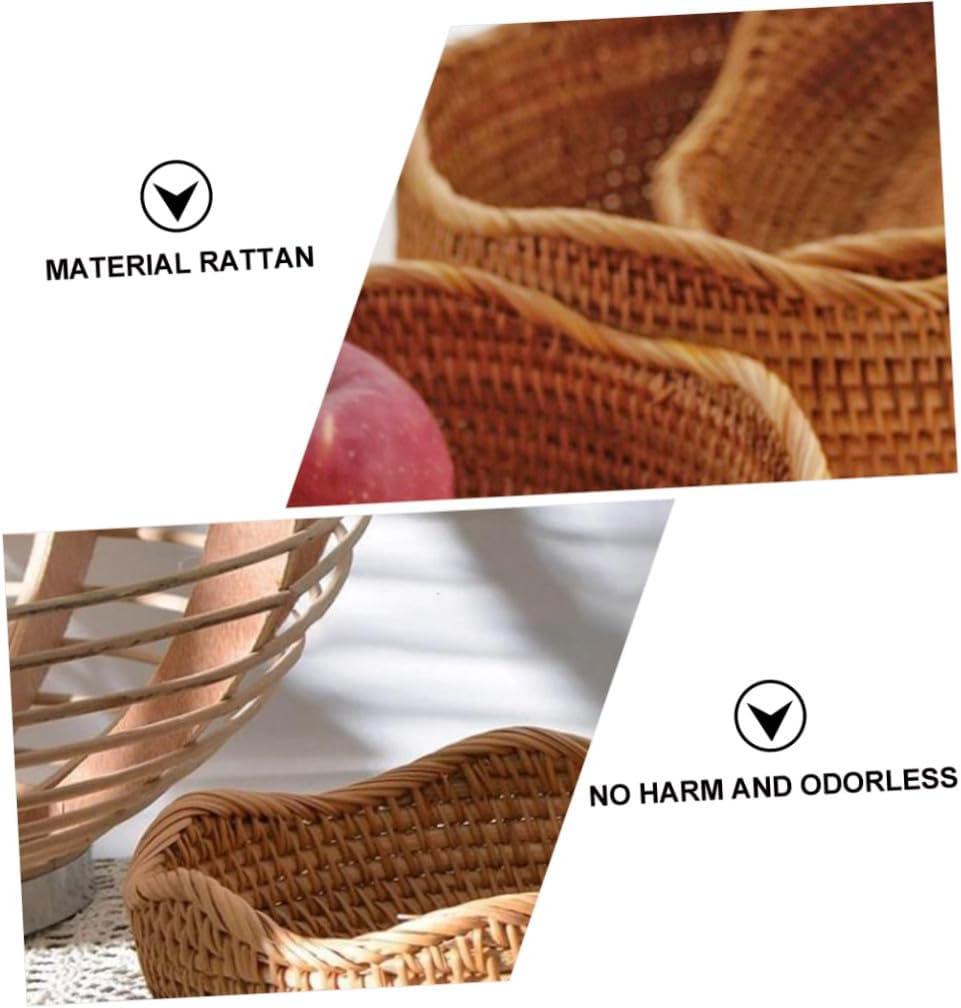 Didiseaon 3pcs Bread Serving Fruit Basket Rattan Tabletop Basket Kitchen Hanging Tray