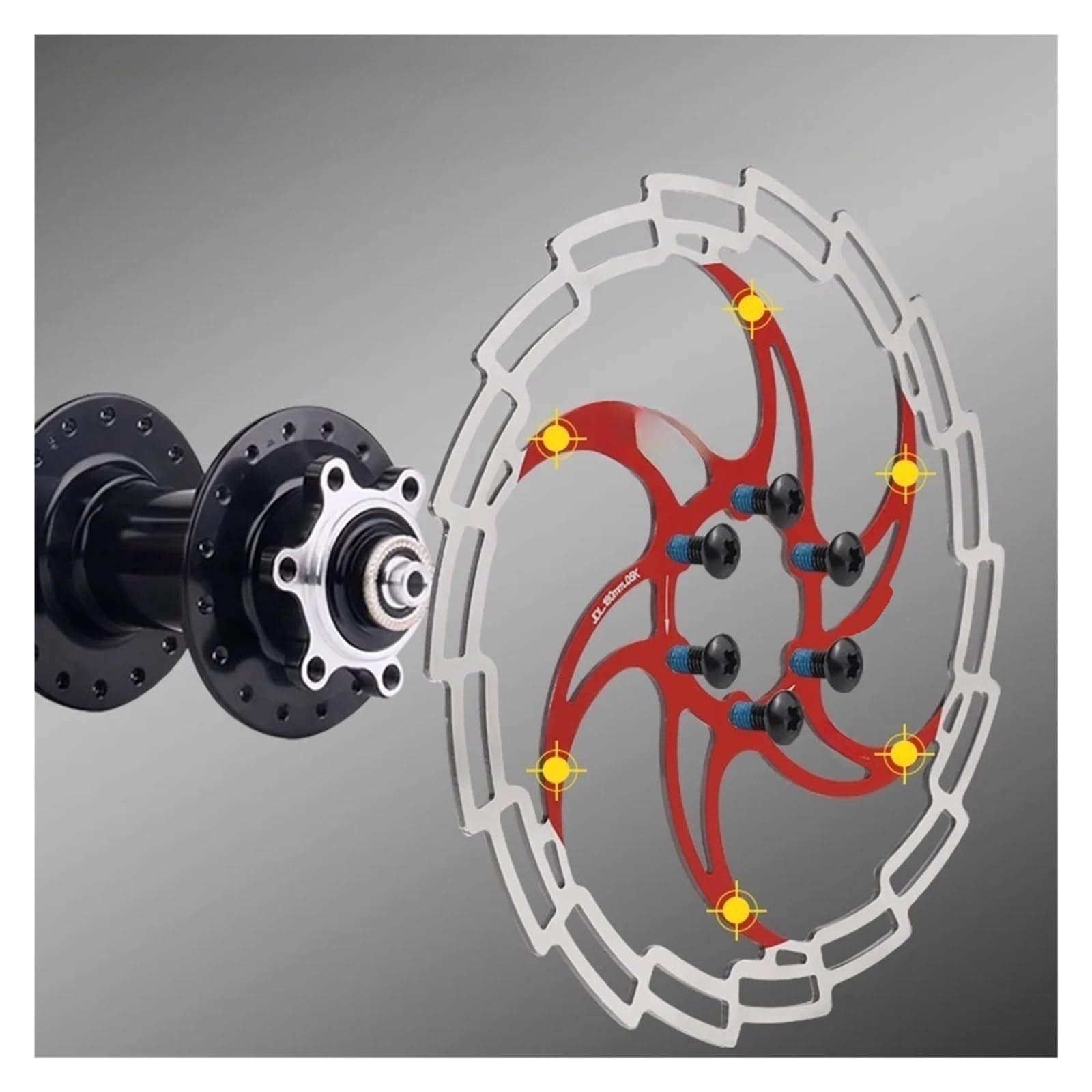 Disco freno Rotore del freno a disco per bicicletta 160180mm Sei fori per bulloni Acciaio inossidabile martensitico Dissipazione calore Precisione sicura(180mm black)