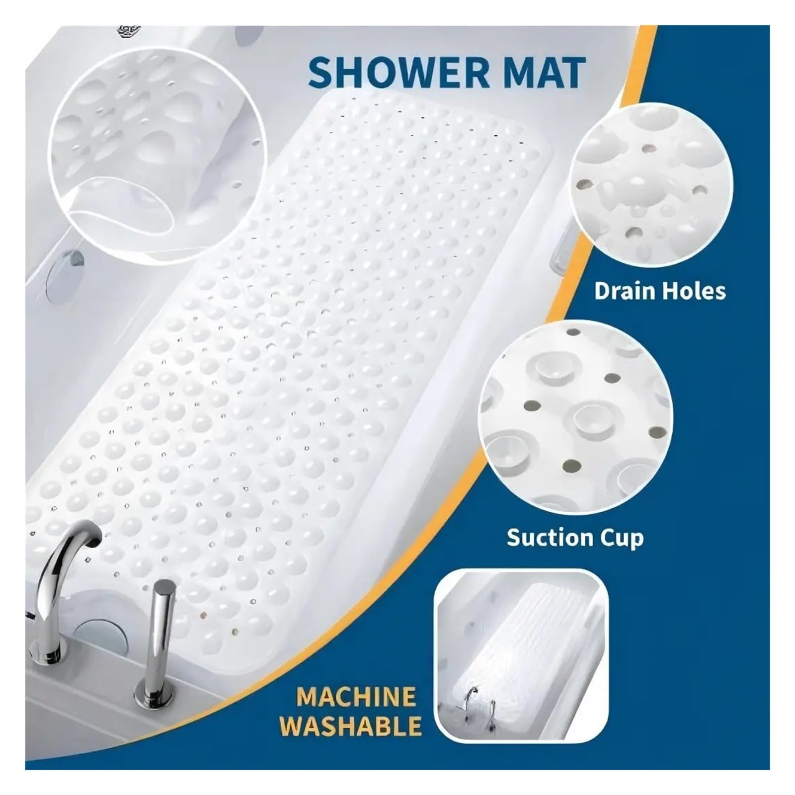 Tapis de Bain AntidéRapant Très Grand Tapis de Bain en Caoutchouc antidérapant