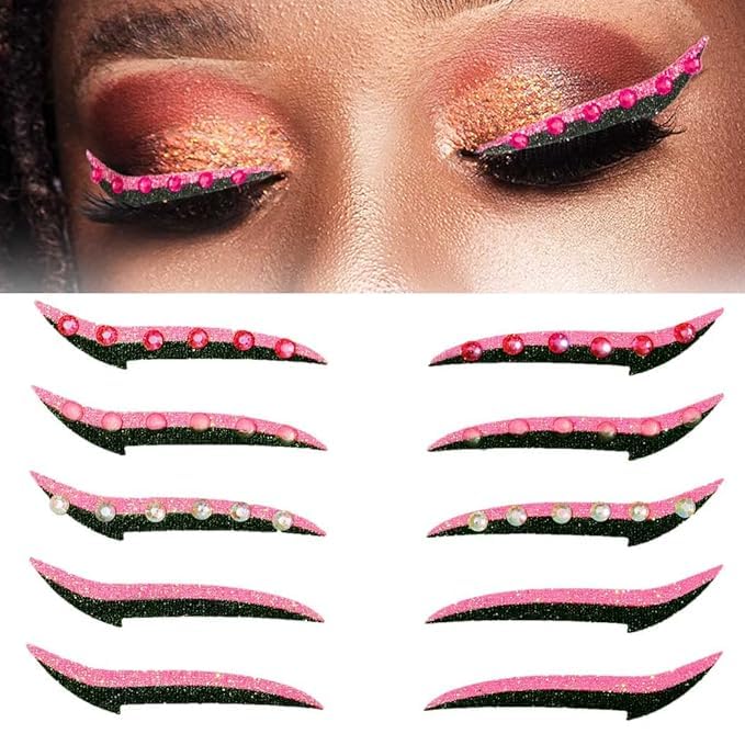 Eyeliner Sticker, 5 pares de stickers brillantes para ojos miniatura 1