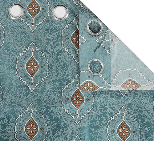Image of Room Darkening Curtains for Door & Windows, Living Room, Bedroom, Eyelet, Parda, Printed, Pack of 1, Green, 4 x 5 Feet