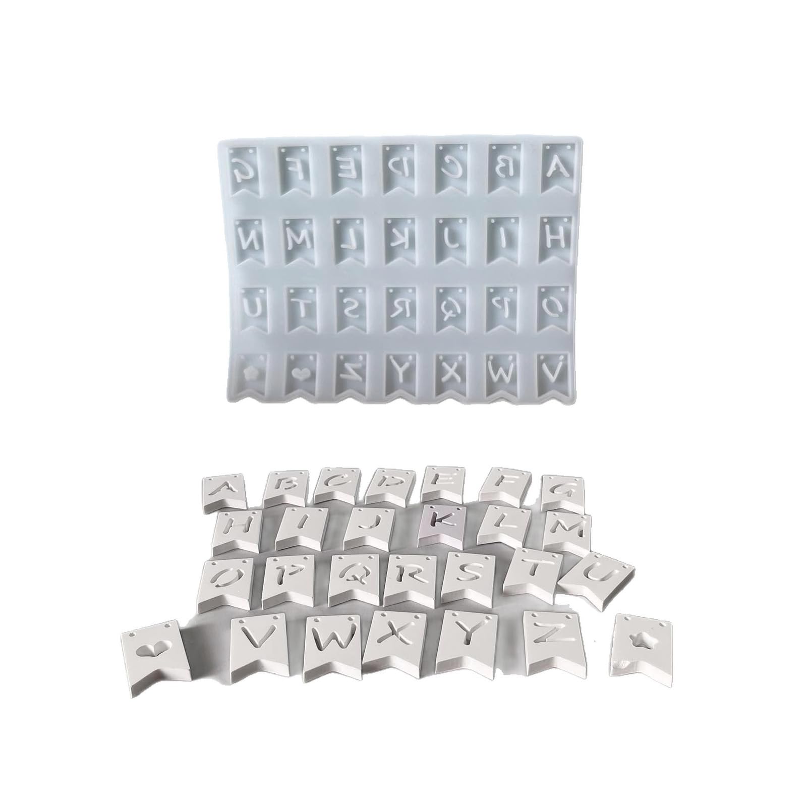 HZBB Letter Silicone Mold Food Grade for Hanging Ornament Home Decoration Epoxy Resin Project Baking Crafting Tool Letter Flag Molds