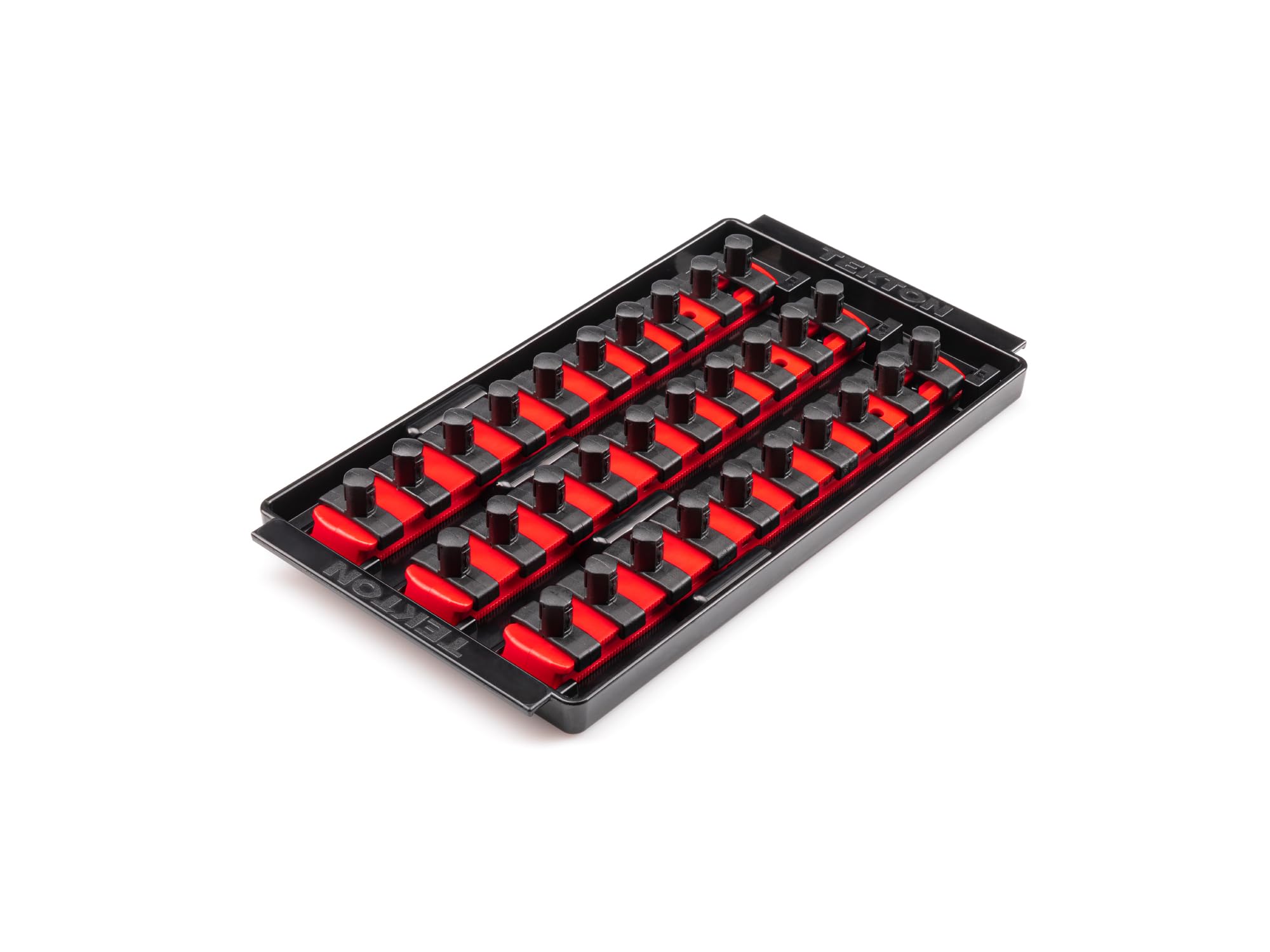 TEKTON 3/8 Inch Drive 3-Rail Socket Organizer Set, Red (30-Tool) | OST15130 | Made in USA