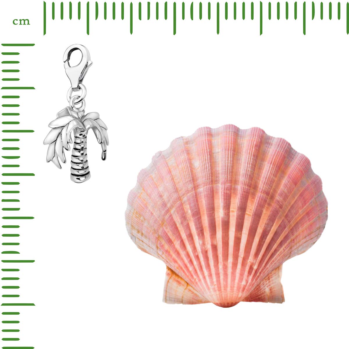 Quiges Charm con Cierre Colgante Palmera Plata de Ley 925 Mujer para Pulseras Europeas