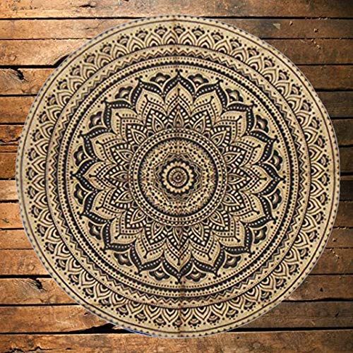 Black Gold Mandala Round Tablecloth Handicrafts Washable Kitchen Dining Picnic Large Beach Blanket Throw Tapestry Hippy Boho Gypsy Tablecloths Home Decor Party Outdoor Camping Meditation #TOP1