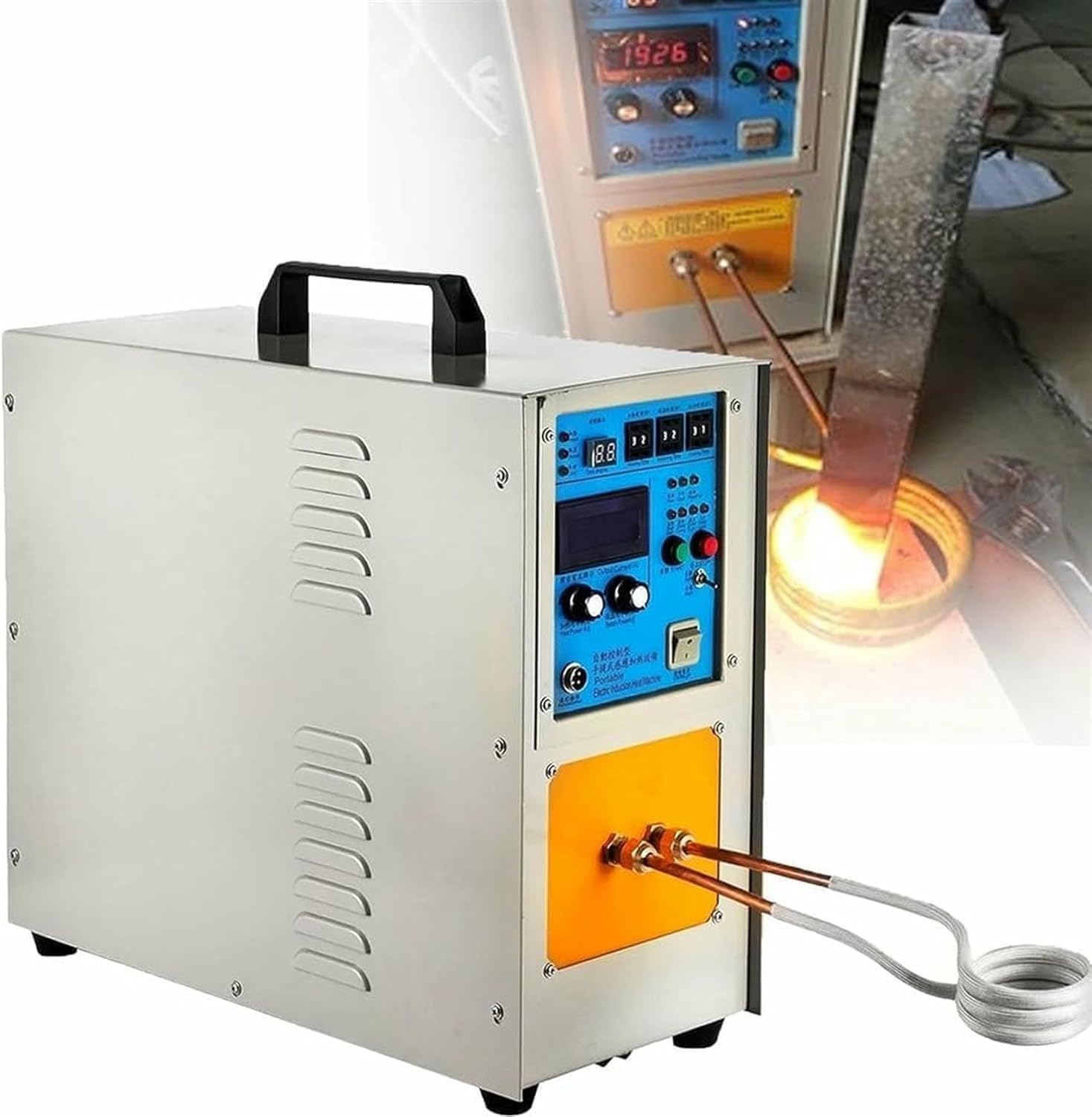 15KW High Frequency Induction Forge Heater, Metal Heat Treatment Machine,40°C~2000°C, Low Energy Consumption, Water Temperature Protection, for Blacksmithing