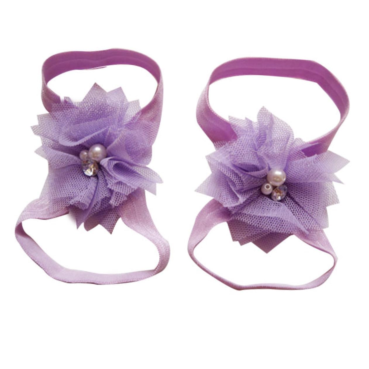 Hemoton Barefoot Sandals for Girls 10 Pairs Chiffon Flower Toddler Girls Sandals