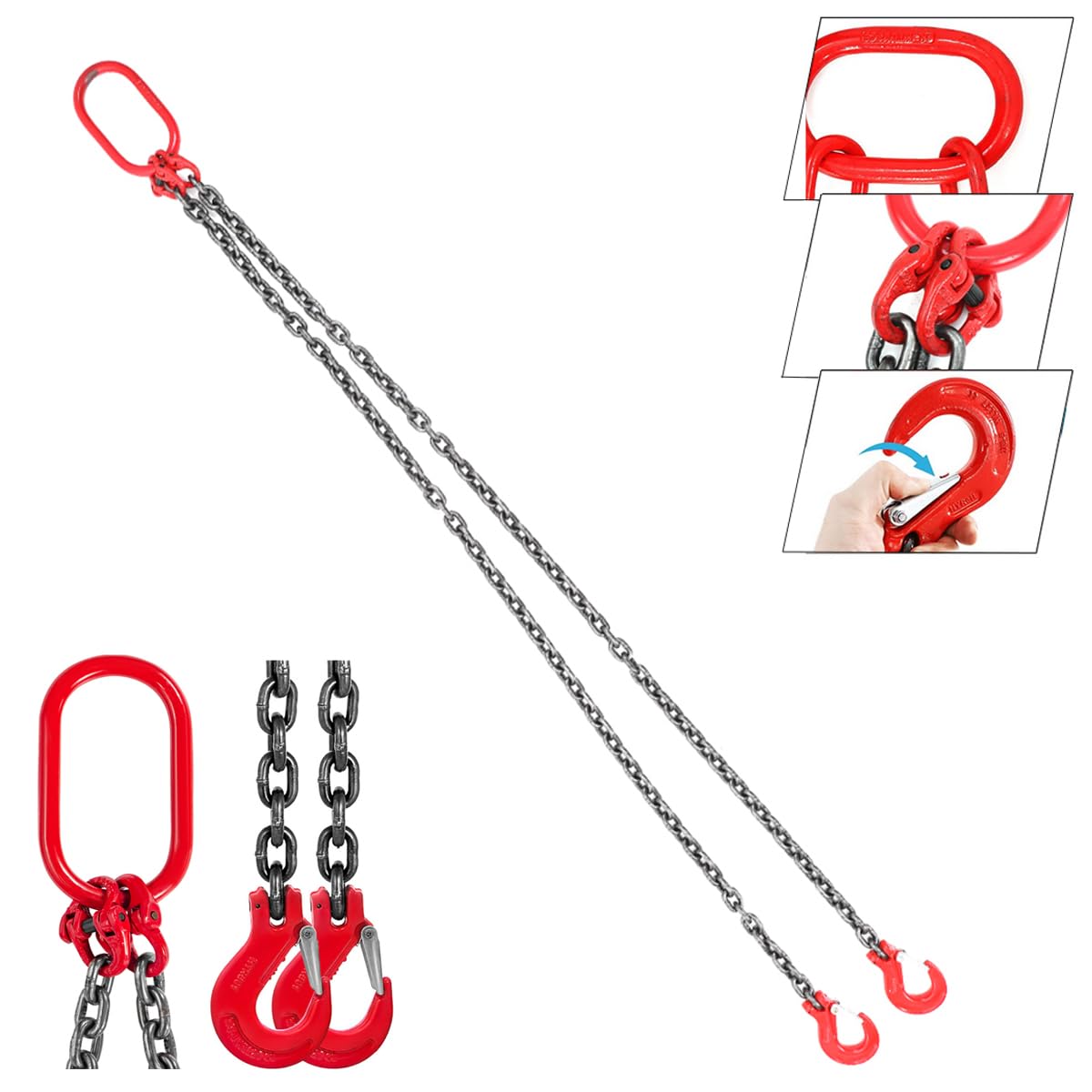 Catena Di Sollevamento GOTOTOP 2m, 1 Tonnellata, 6mm - Regolabile, Per Gru, Edifici, Lavori Pesanti - Foto 10