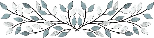 Miniatura 1 de Hotop 2 piezas de hojas de árbol de metal decoración de pared de hoja de olivo de vid arte de pared de hoja de hierro forjado sobre la cama, sala de