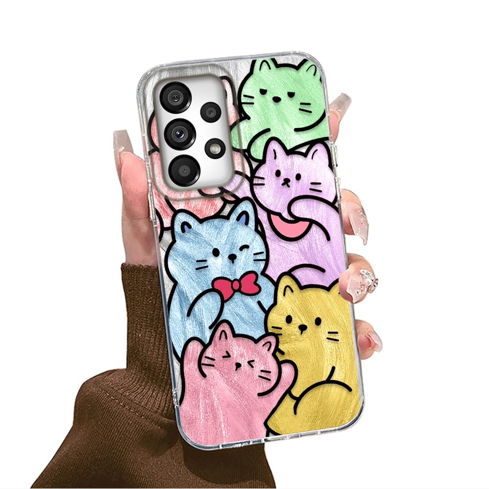 Tedyhulle Hülle für Samsung Galaxy A52 5G/ A52 4G/ A52S 5G Handyhülle mit Nette Katze Aesthetic Muster, Dünne Schutzhülle Stoßfest Kratzfest Weich TPU Bumper Motiv Bunt Handy Hülle für Frauen Mädchen