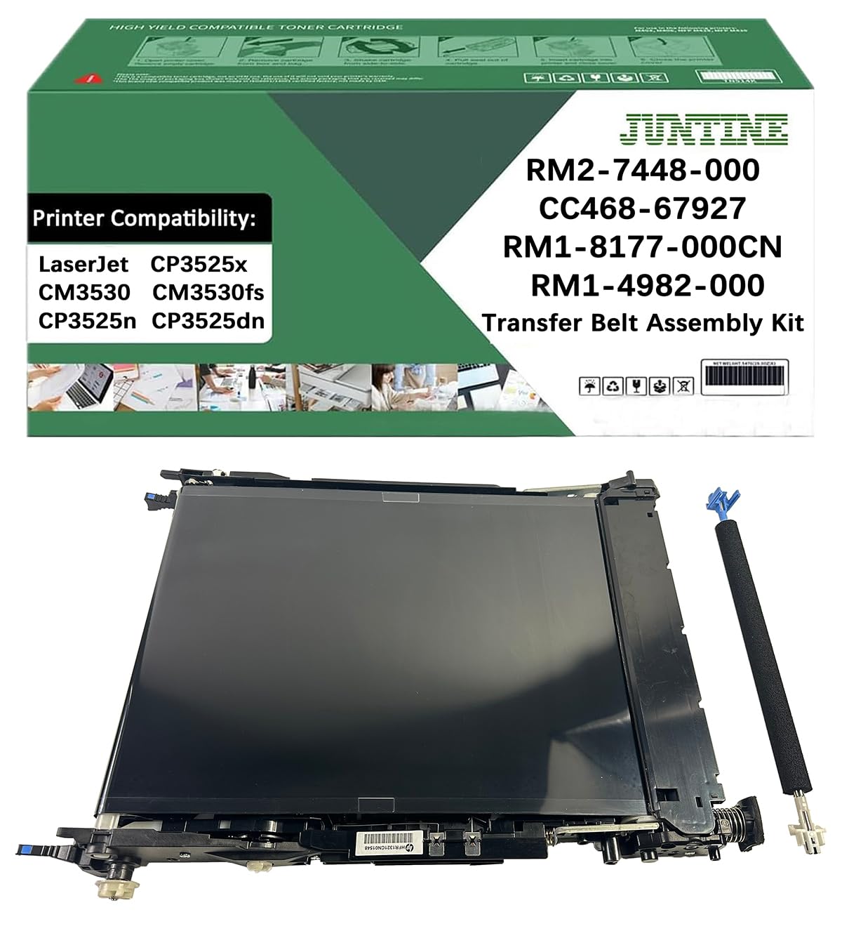 JUNTINE RM2-7448-000 Transfer Belt Assembly Kit Replacement for RM2-7448-000 CC468-67927 RM1-8177-000CN RM1-4982-000 Transfer Belt Assembly Compatible with HP CM3530 CM3530fs CP3525dn CP3525n(1-PK)